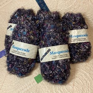 REYNOLDS Masquerade boucle yarn lot of 5 skeins dark gray/multi